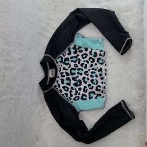 Circo Girls Leopard Print Long Sleeve Cropped Top Size XS 4/5